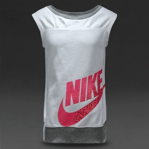 Nike Sportswear Extra-Long French Terry Top White / Dark Grey Heather for Girls